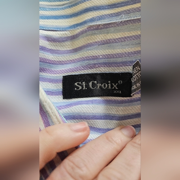 ST. CROIX Striped Linen/cotton pastel short sleeve button up shirt. Size XXL - Picture 9 of 9